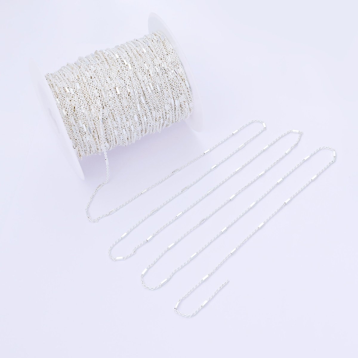 S925 Sterling Silver 1.5mm Bar Cable Satellite Unfinished Chain by Yard | ROLL - 1679 - DLUXCA