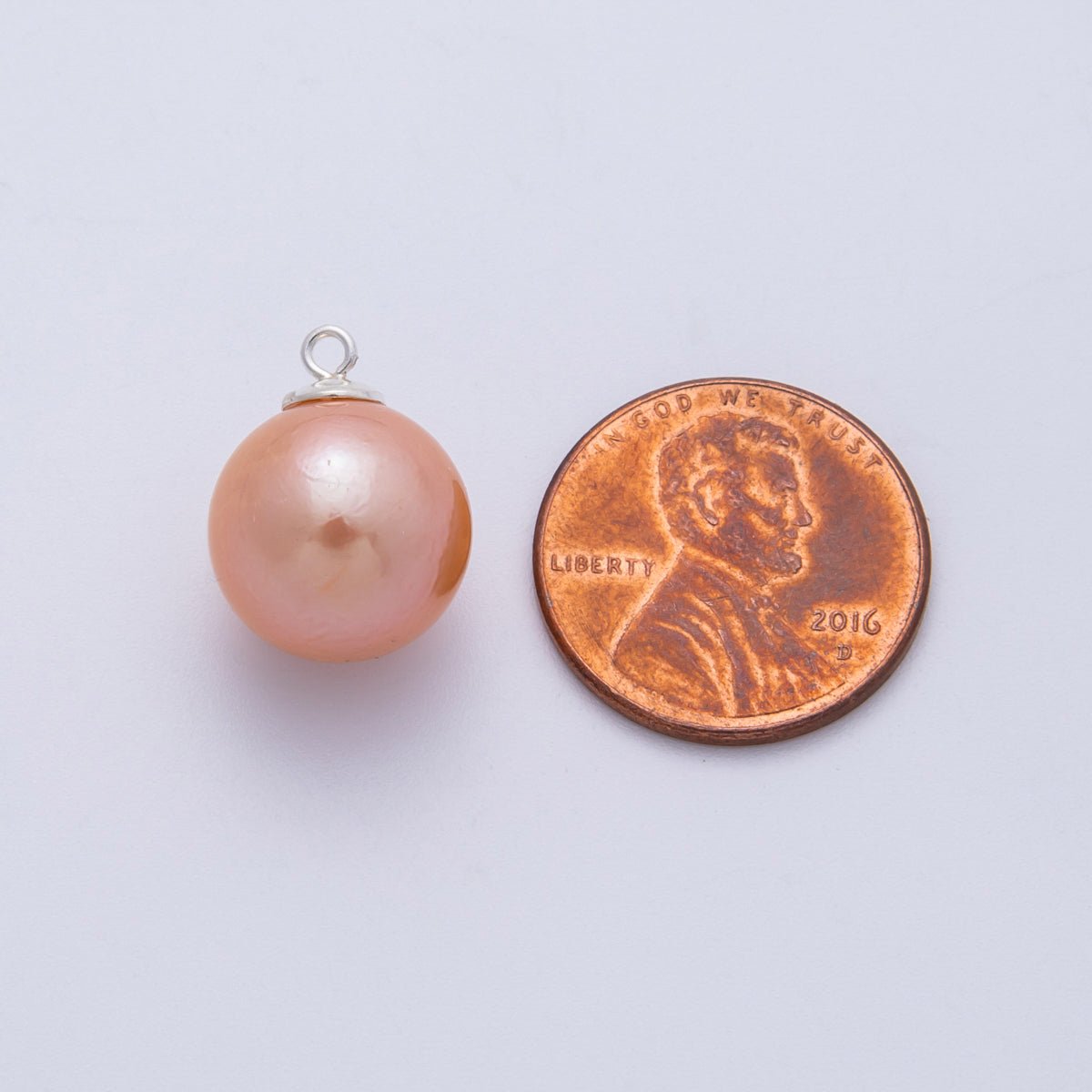 S925 Sterling Silver 16mm Pink, Purple Round Shell Pearl Charm | SL - 708 SL - 709 - DLUXCA