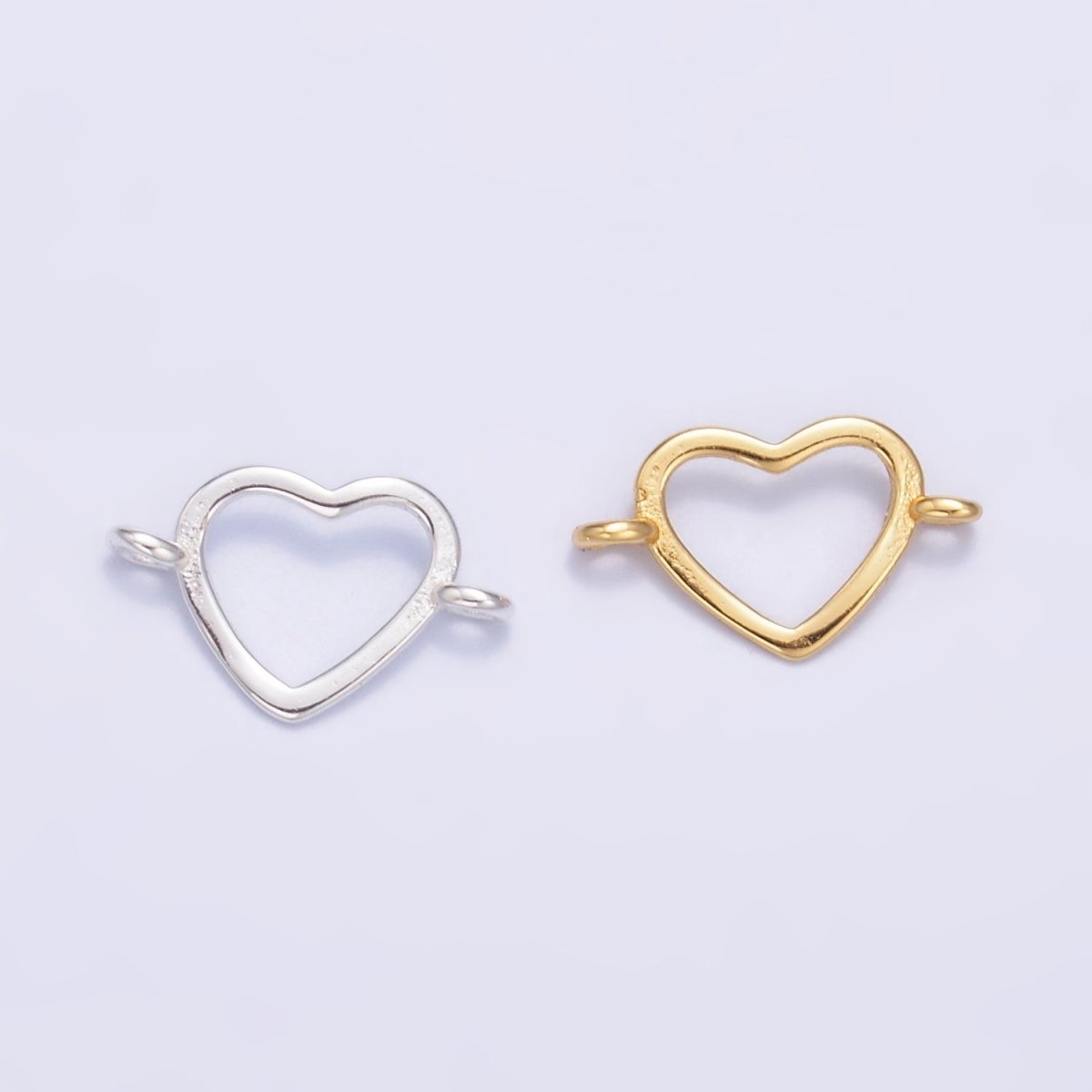 S925 Sterling Silver 7mm Open Heart Connector in Gold & Silver | SL - 619 - DLUXCA