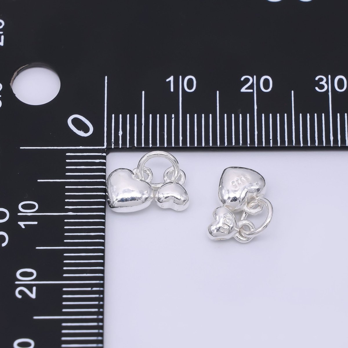 S925 Sterling Silver 8mm Double Cherry Heart Multidimensional Charm | SL - 688 - DLUXCA