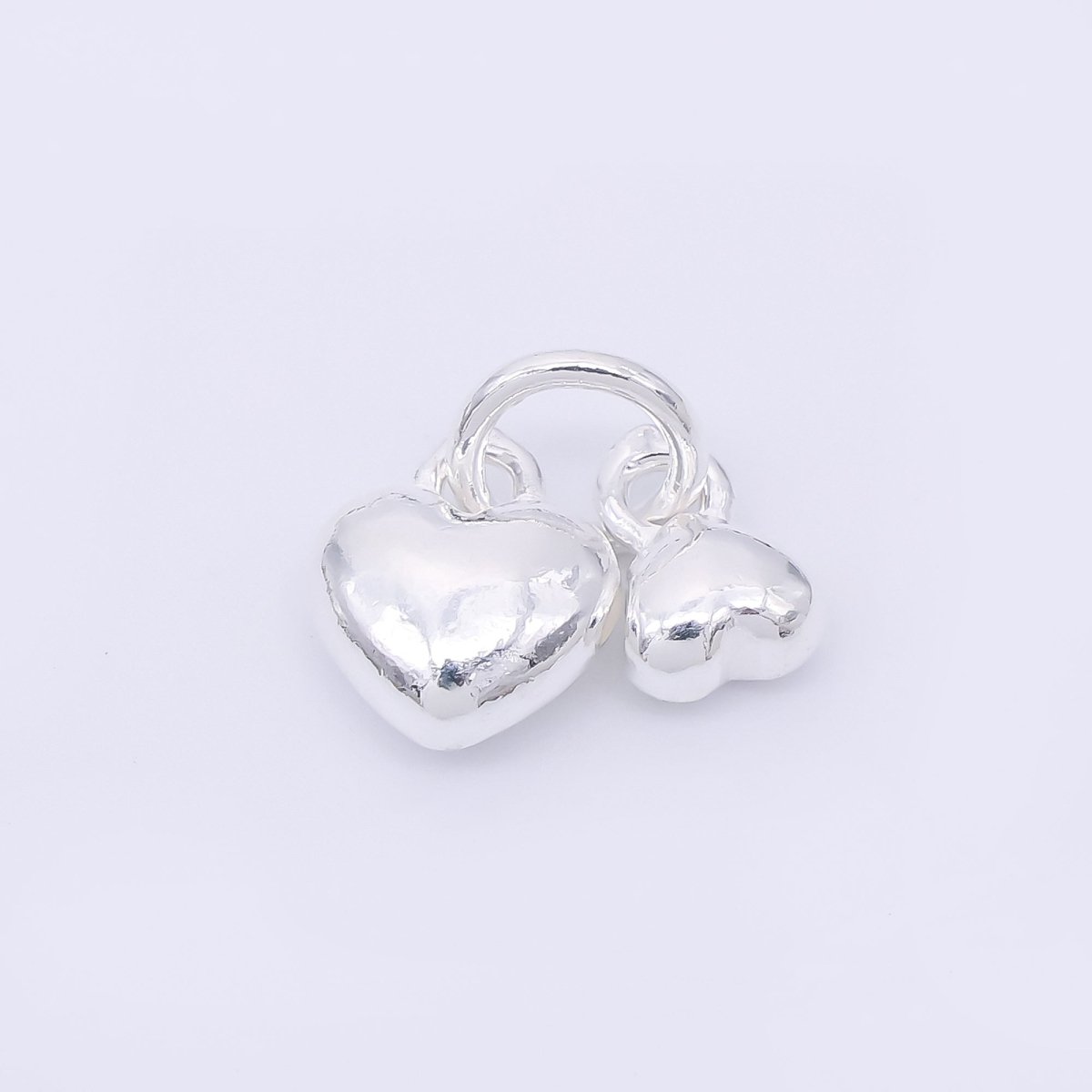 S925 Sterling Silver 8mm Double Cherry Heart Multidimensional Charm | SL - 688 - DLUXCA