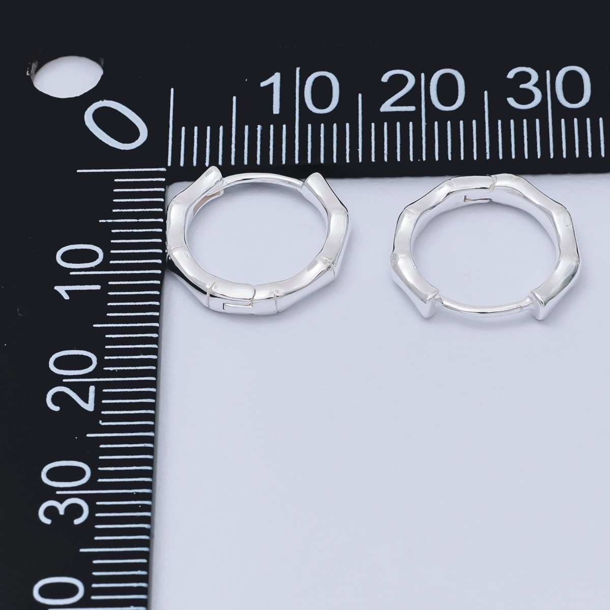 S925 Sterling Silver Bamboo Textured Hinged Hoop Earrings | SL - 663 - DLUXCA