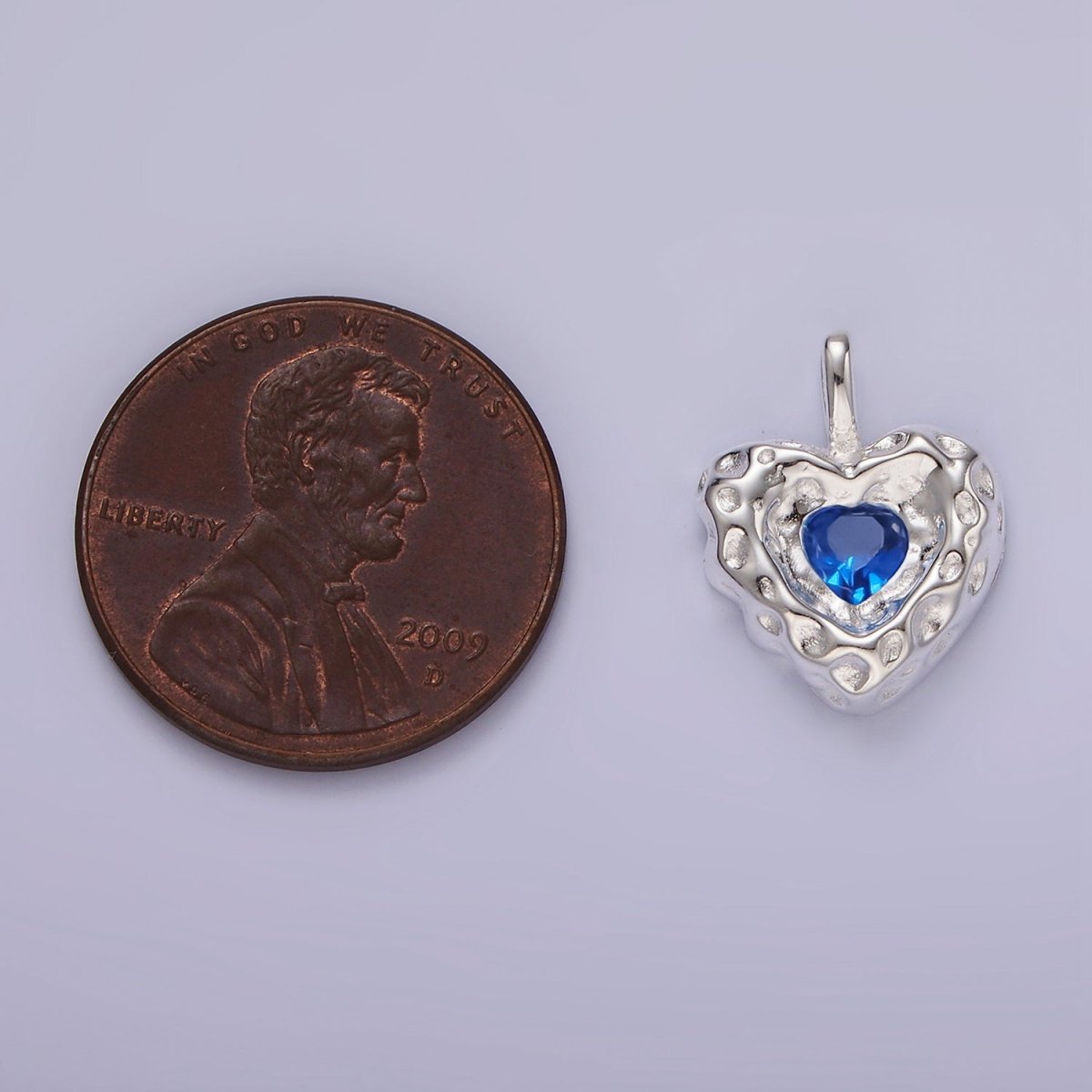 S925 Sterling Silver Blue, Green CZ Hammered Pendant | SL - 439 SL - 440 - DLUXCA