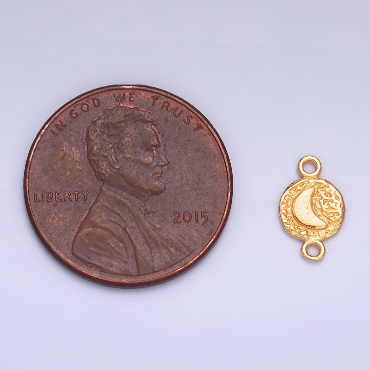 S925 Sterling Silver Celestial Moon Hammered Connector in Gold & Silver | SL - 588 - DLUXCA