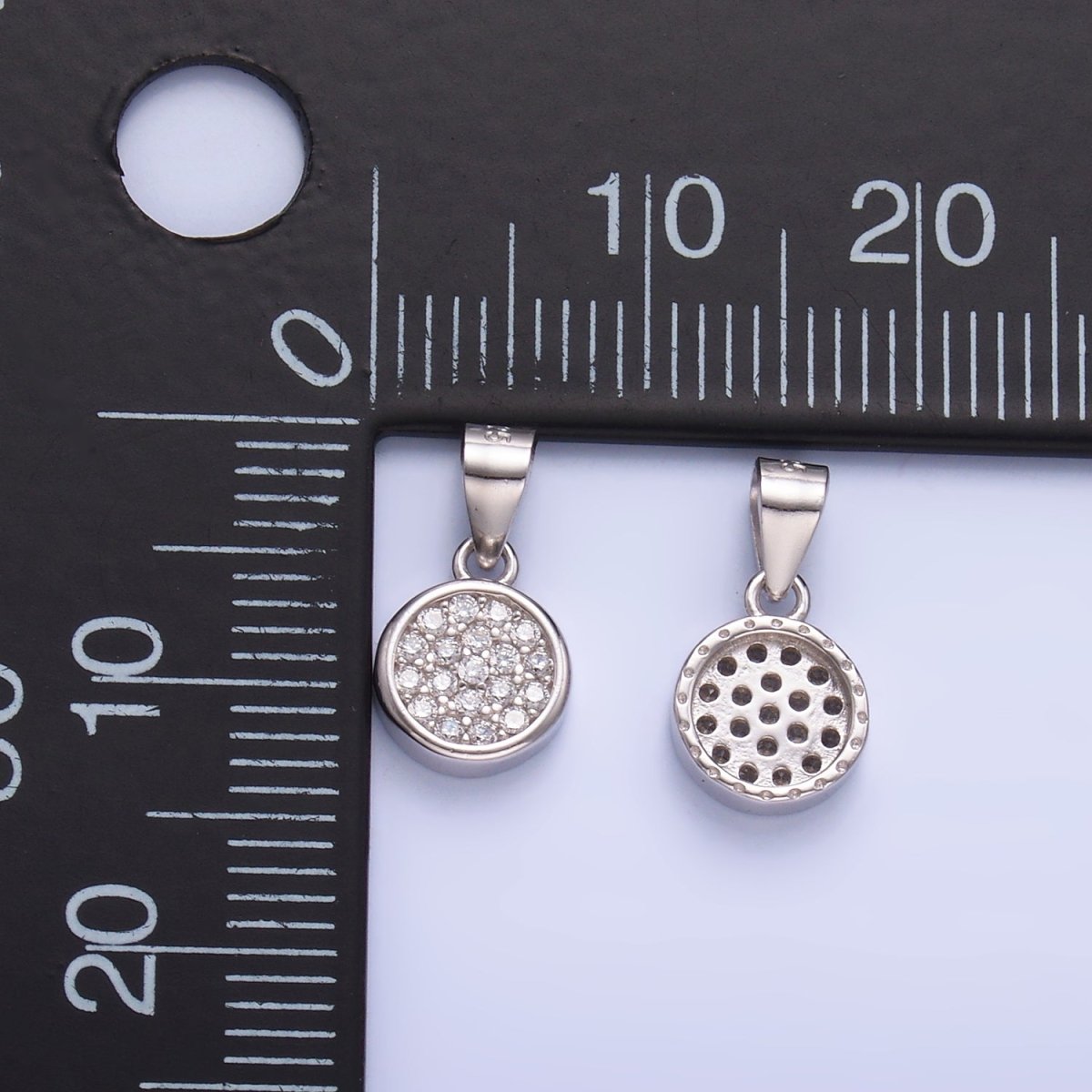 S925 Sterling Silver Clear CZ Micro Paved CZ Round Pendant | SL - 604 - DLUXCA