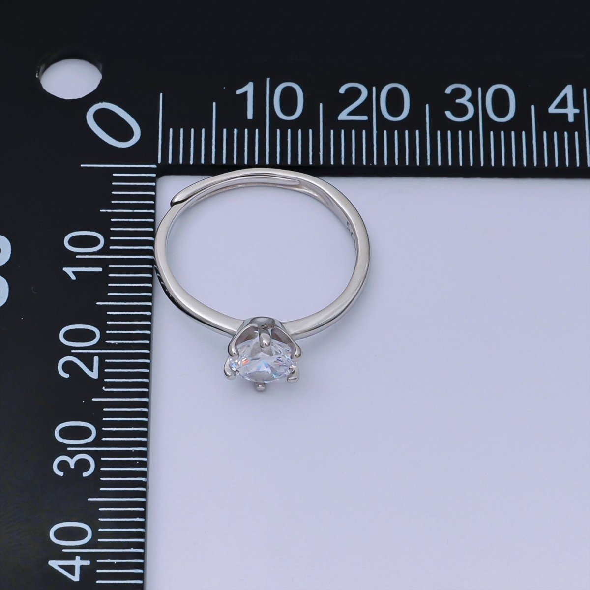 S925 Sterling Silver Clear Round CZ Crown Setting Style Ring | SL - 657 - DLUXCA