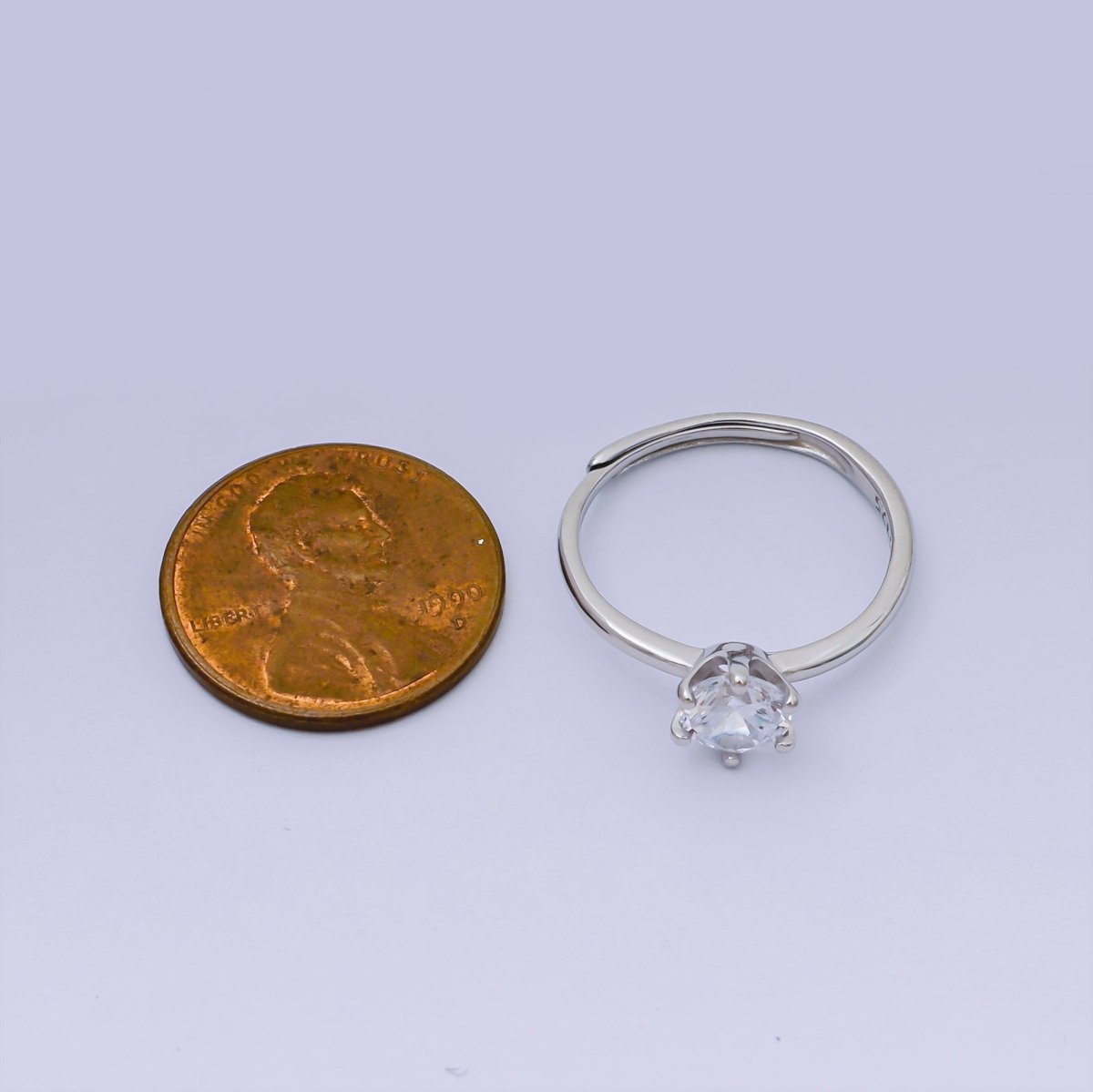 S925 Sterling Silver Clear Round CZ Crown Setting Style Ring | SL - 657 - DLUXCA