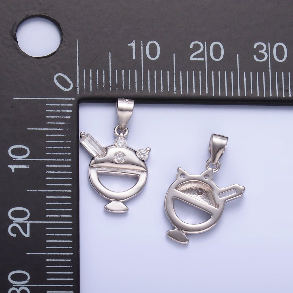 S925 Sterling Silver CZ Baguette Ice Cream Sundae Dessert Pendant | SL - 605 - DLUXCA