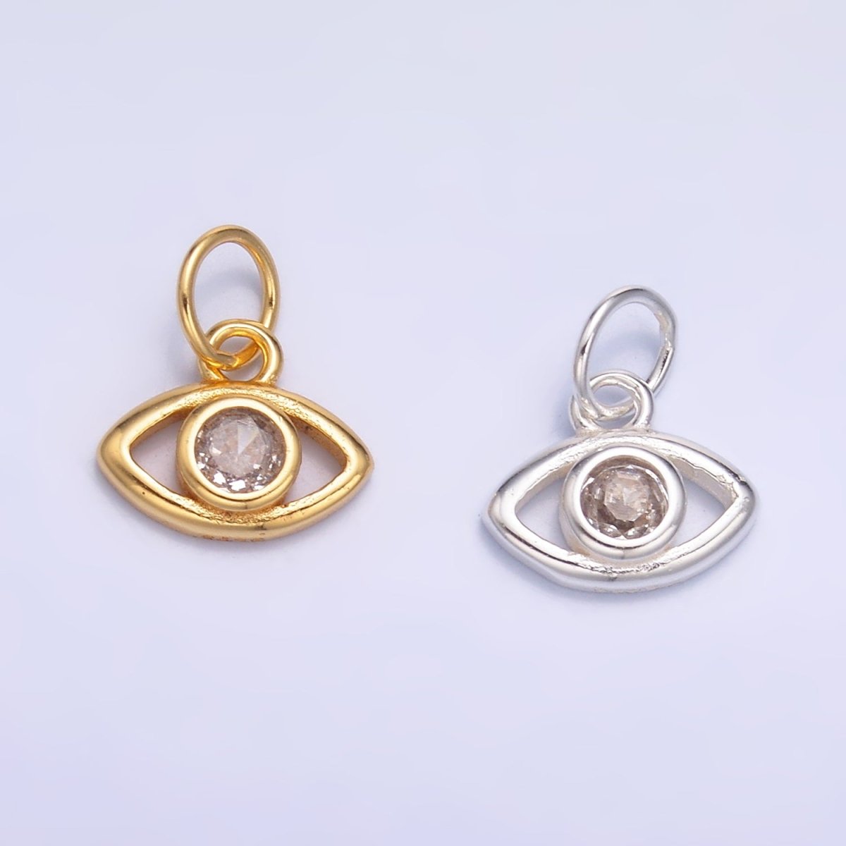 S925 Sterling Silver CZ Evil Eye Mini Charm in Gold & Silver | SL - 622 - DLUXCA