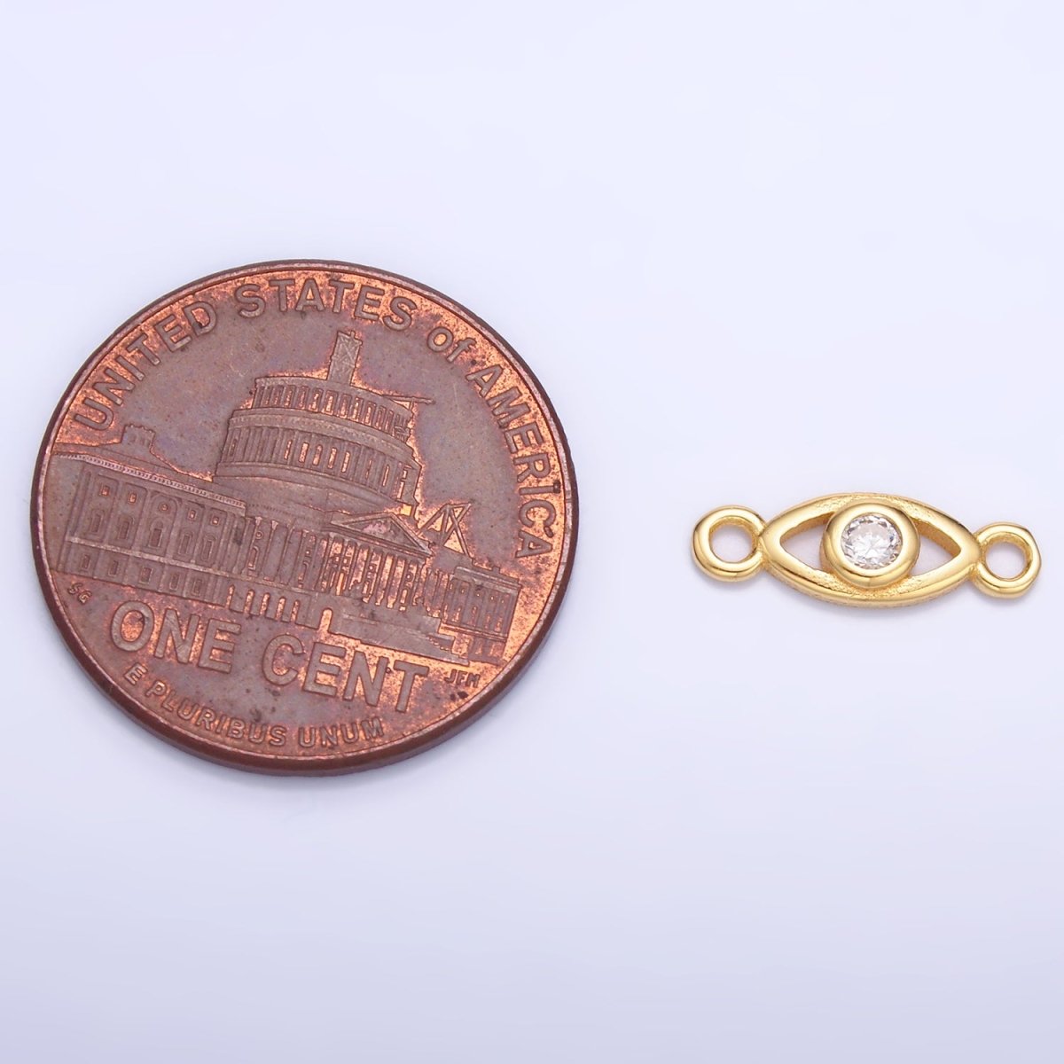 S925 Sterling Silver CZ Evil Eye Open Connector in Gold & Silver | SL - 610 - DLUXCA