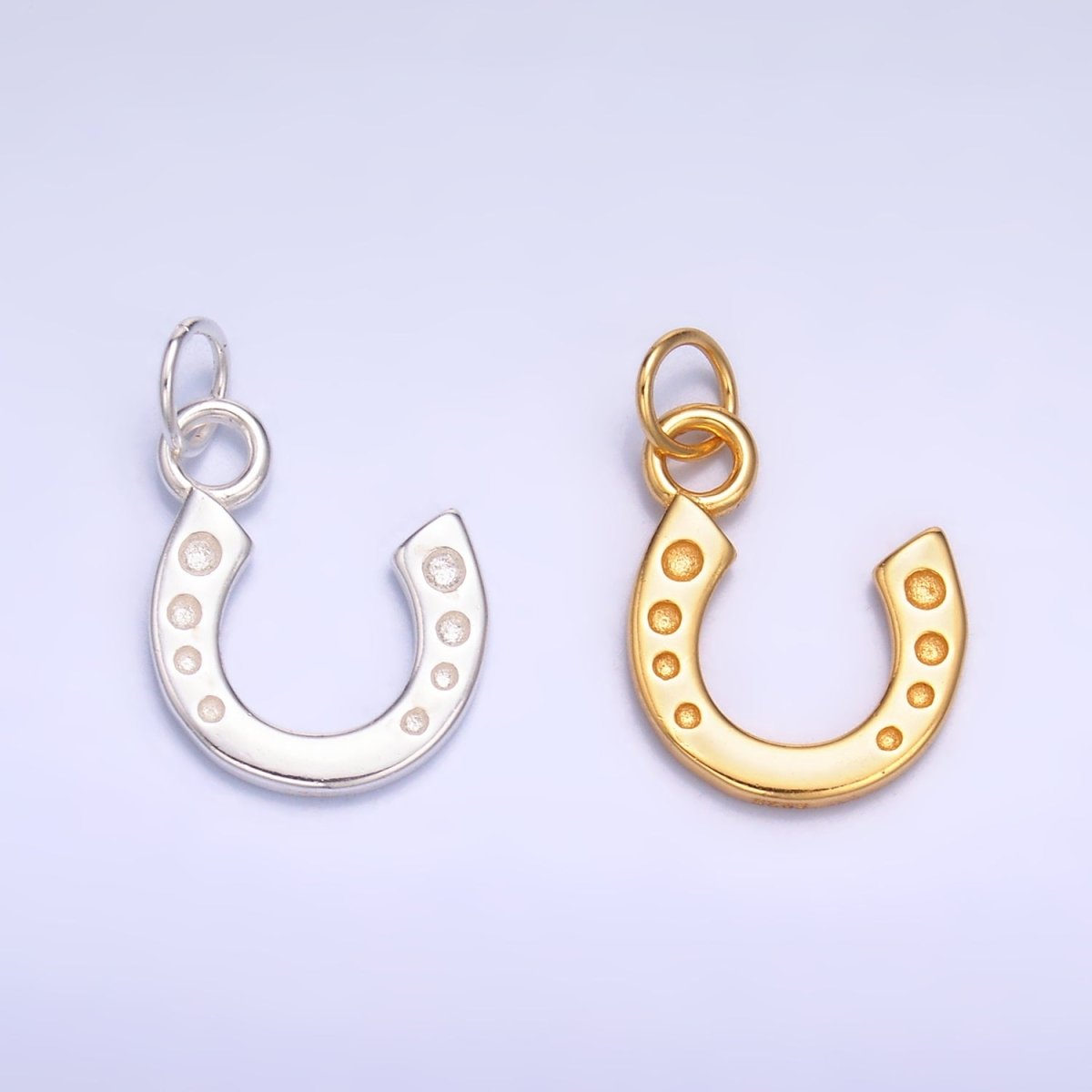 S925 Sterling Silver Dotted Horseshoe Charm in Gold & Silver | SL - 624 - DLUXCA