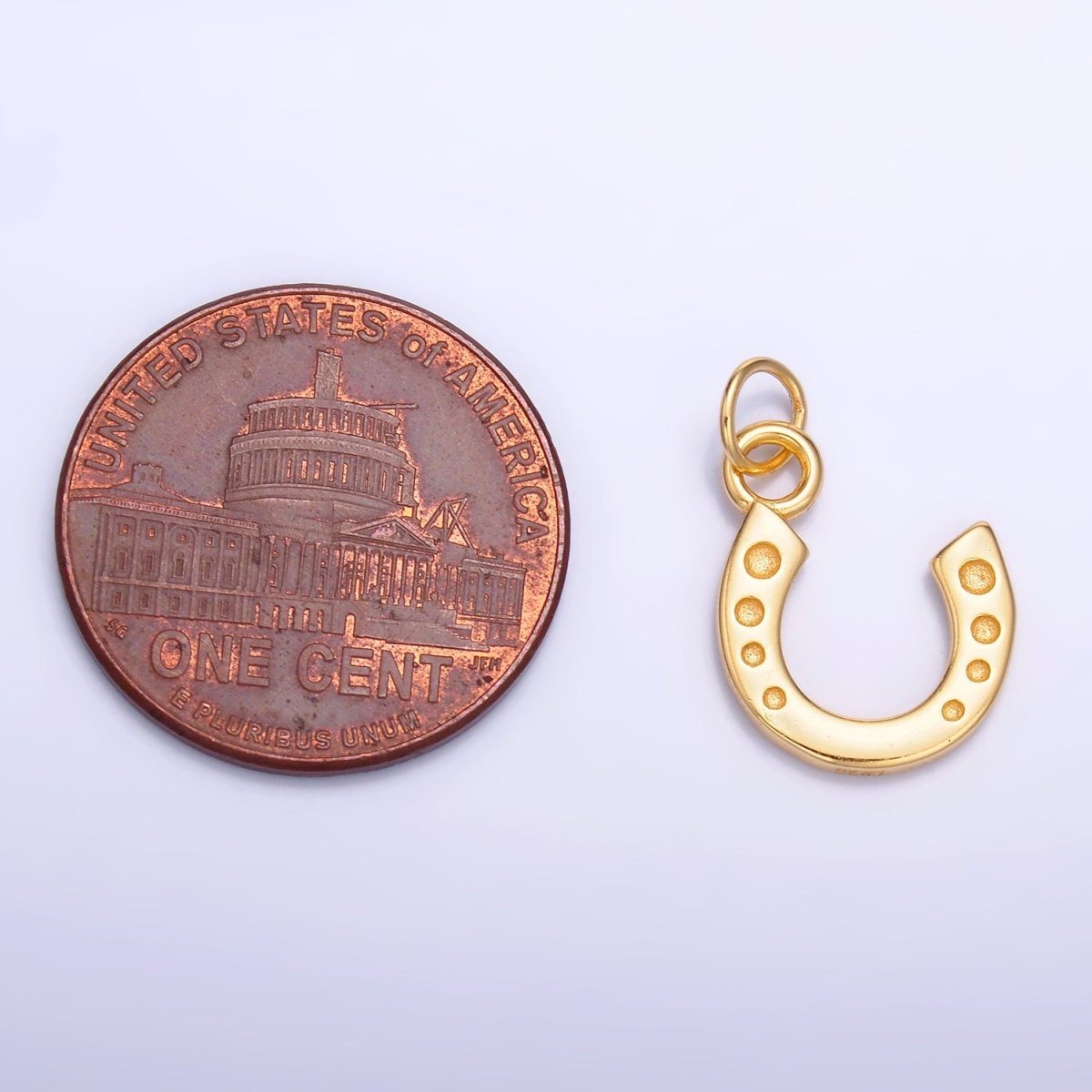 S925 Sterling Silver Dotted Horseshoe Charm in Gold & Silver | SL - 624 - DLUXCA
