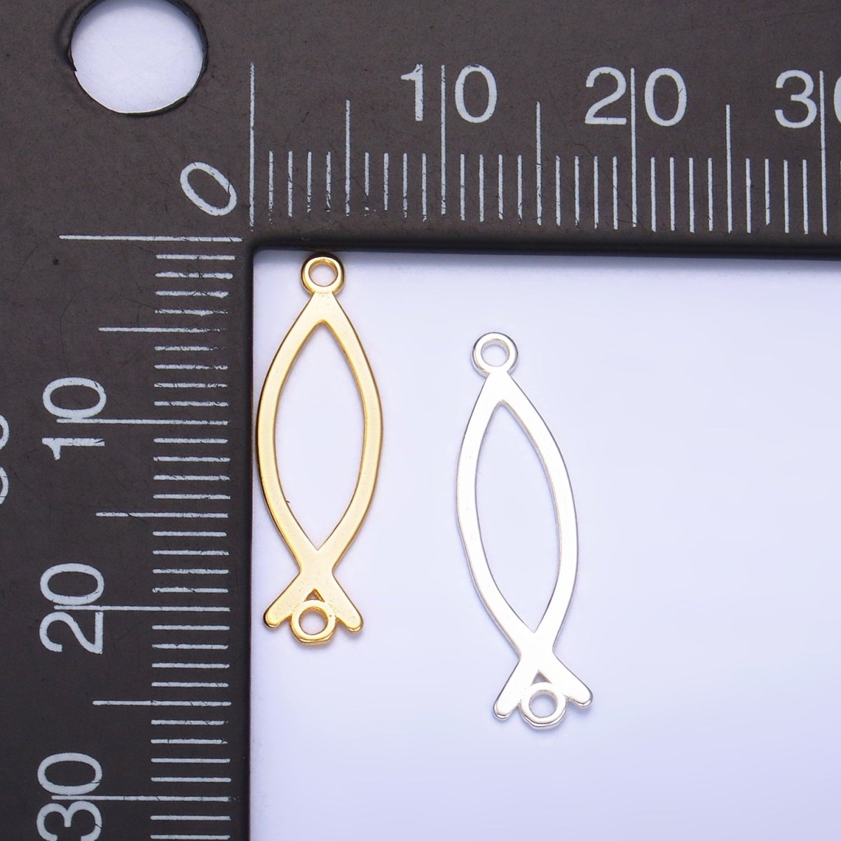 S925 Sterling Silver Fish Minimalist Connector in Gold & Silver | SL - 587 - DLUXCA