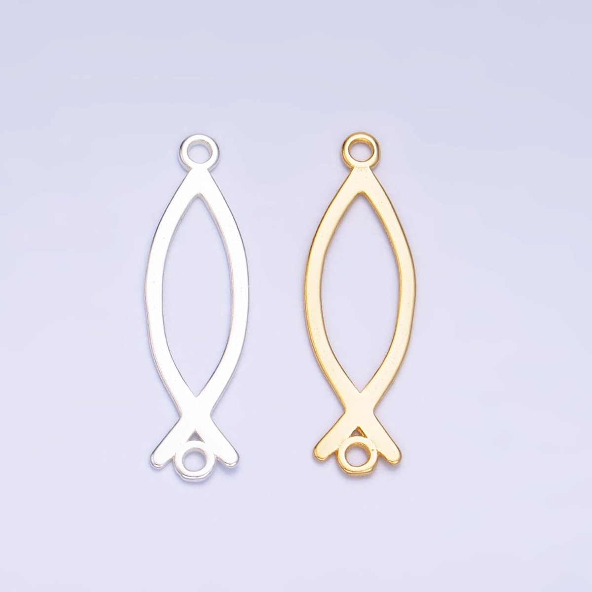 S925 Sterling Silver Fish Minimalist Connector in Gold & Silver | SL - 587 - DLUXCA