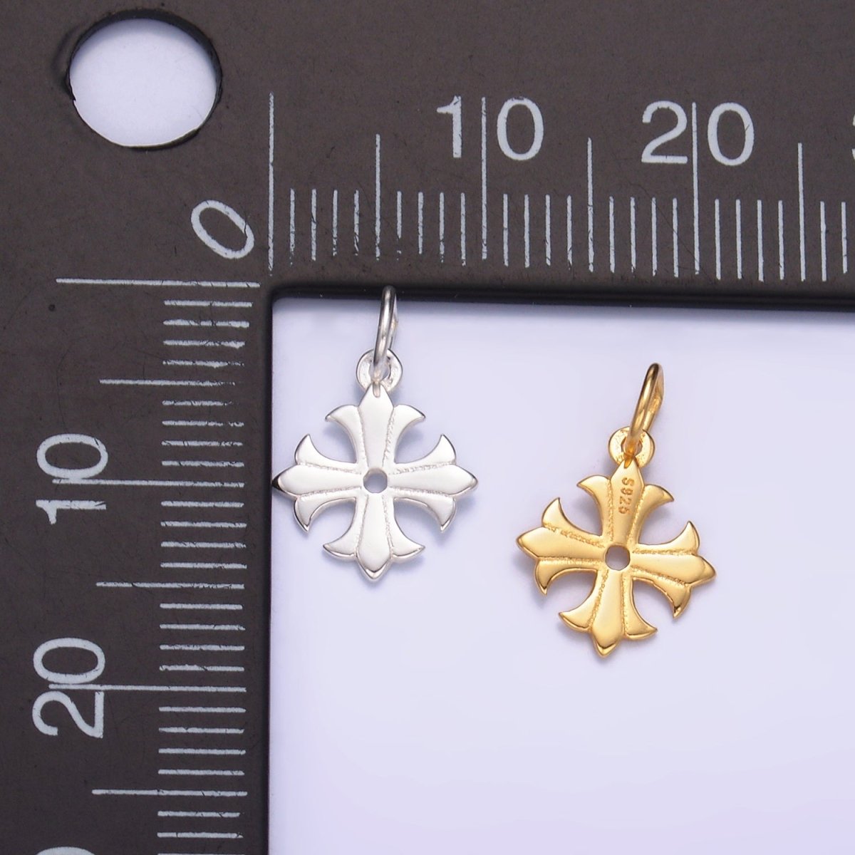 S925 Sterling Silver Fleur Religious Cross in Gold & Silver | SL - 623 - DLUXCA