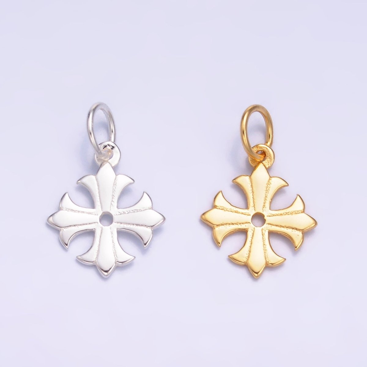 S925 Sterling Silver Fleur Religious Cross in Gold & Silver | SL - 623 - DLUXCA