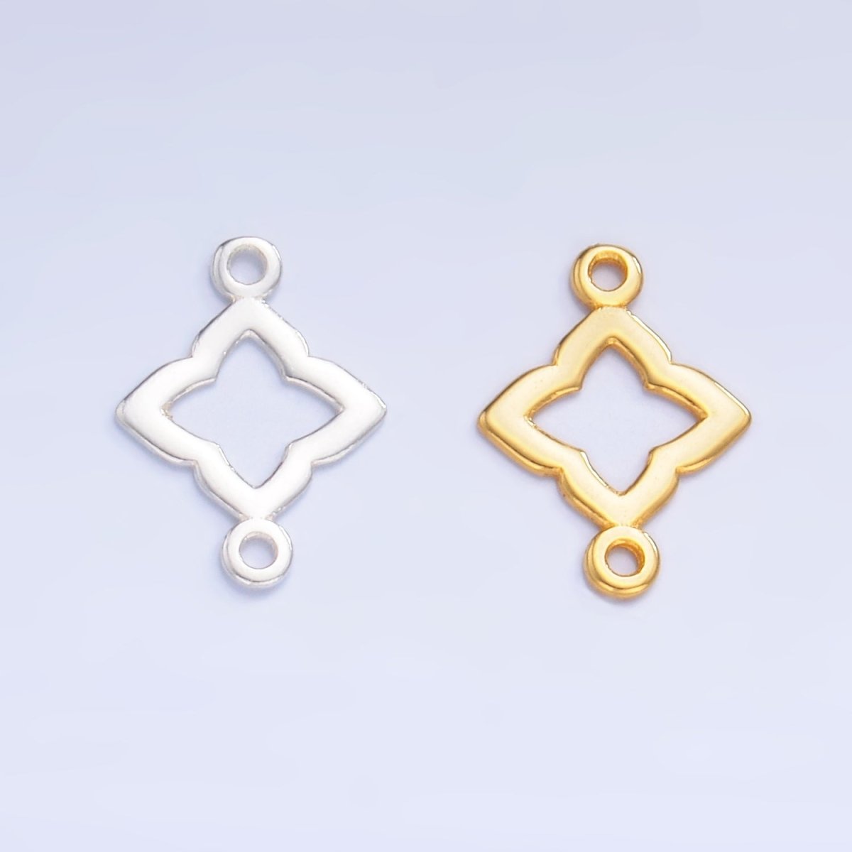 S925 Sterling Silver Floral Clover Flower Charm Connector in Gold & Silver | SL - 592 - DLUXCA