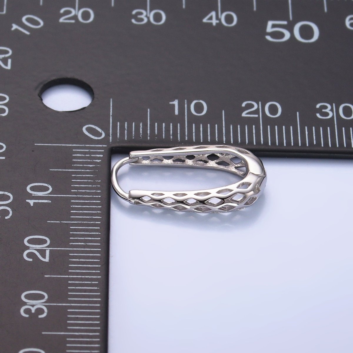 S925 Sterling Silver Geometric Filigree Oblong Dome Hoop Earrings | SL - 596 - DLUXCA