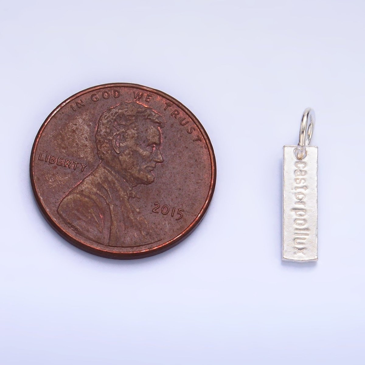 S925 Sterling Silver Greek Mythology Castor Pollux Script Tag Charm | SL - 537 - DLUXCA