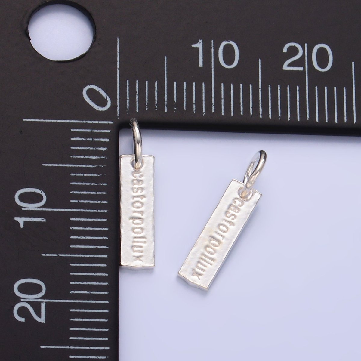 S925 Sterling Silver Greek Mythology Castor Pollux Script Tag Charm | SL - 537 - DLUXCA