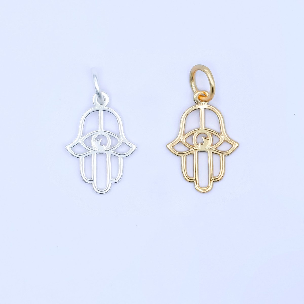 S925 Sterling Silver Hamsa Hand Charm in Gold & Silver | SL - 645 - DLUXCA