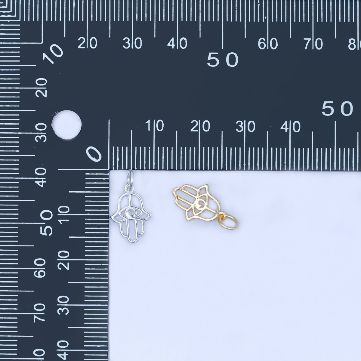 S925 Sterling Silver Hamsa Hand Charm in Gold & Silver | SL - 645 - DLUXCA