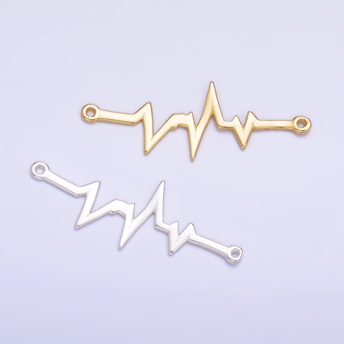 S925 Sterling Silver Heart Beat Minimalist Connector in Gold & Silver | SL - 615 - DLUXCA