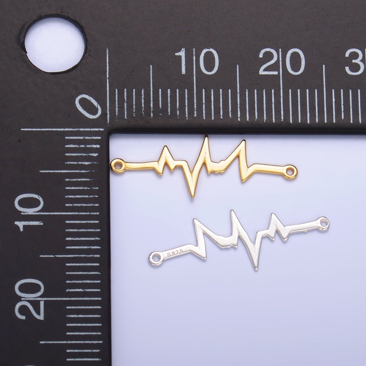 S925 Sterling Silver Heart Beat Minimalist Connector in Gold & Silver | SL - 615 - DLUXCA