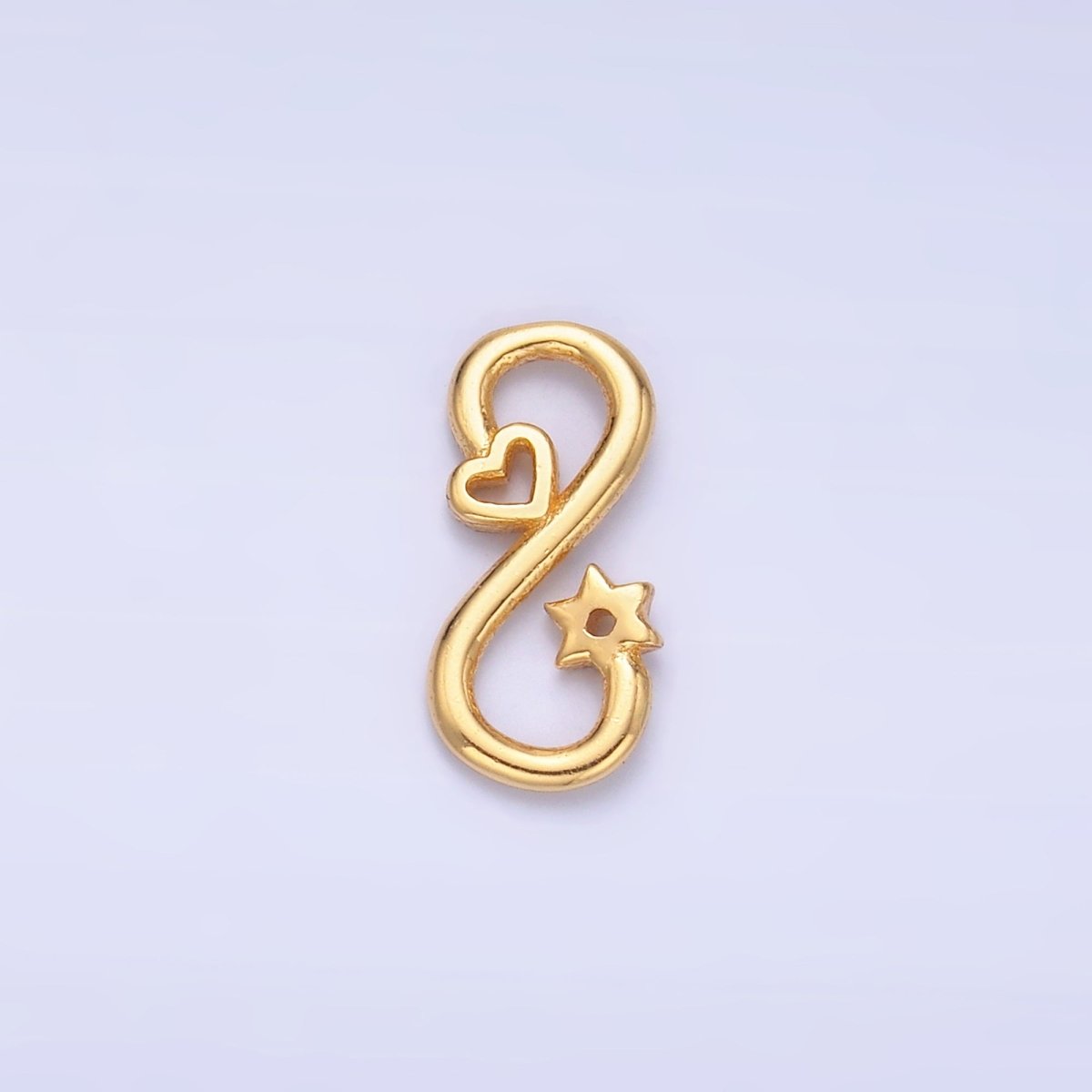 S925 Sterling Silver Heart Celestial Star Infinity Link Charm Connector in Gold & Silver | SL - 631 - DLUXCA