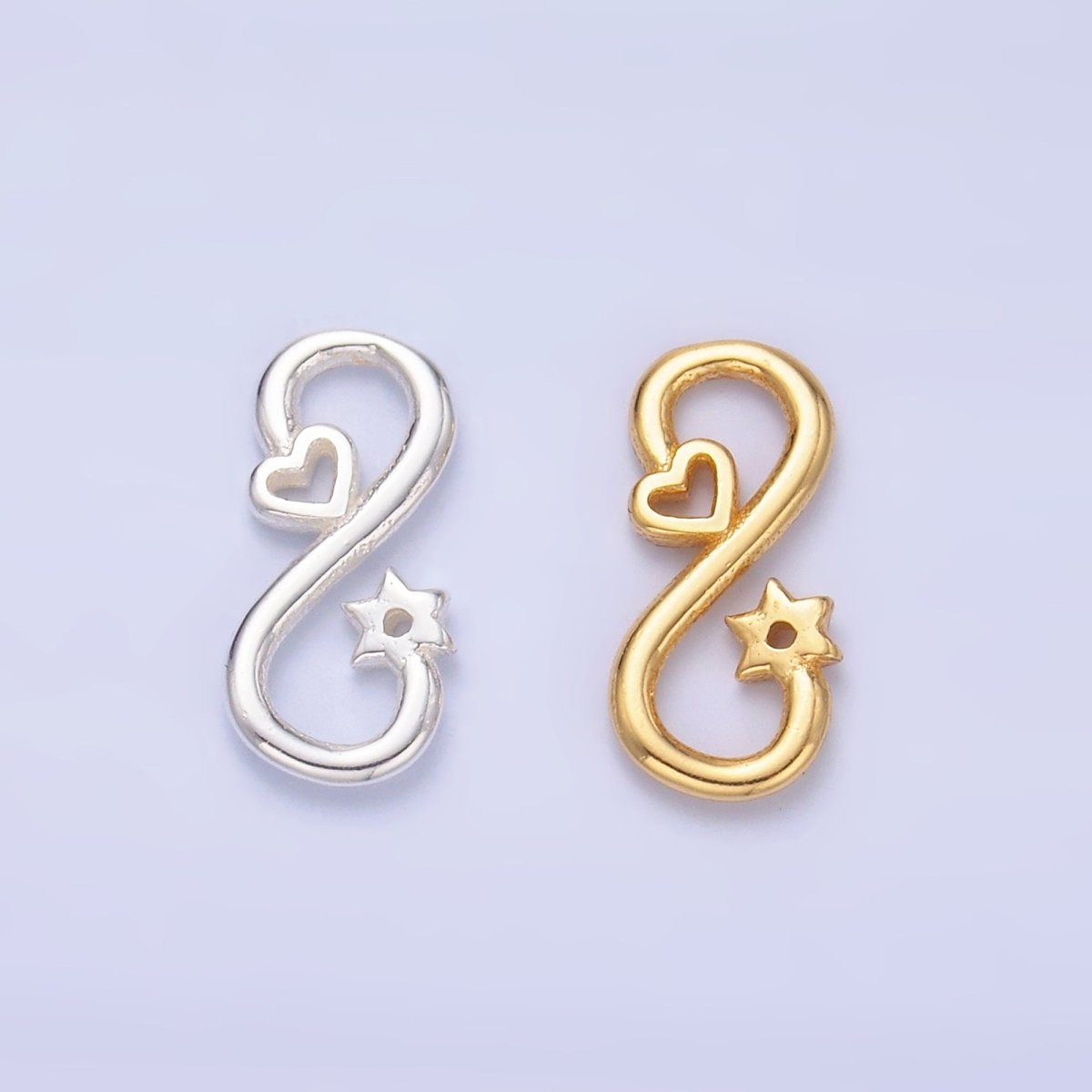 S925 Sterling Silver Heart Celestial Star Infinity Link Charm Connector in Gold & Silver | SL - 631 - DLUXCA
