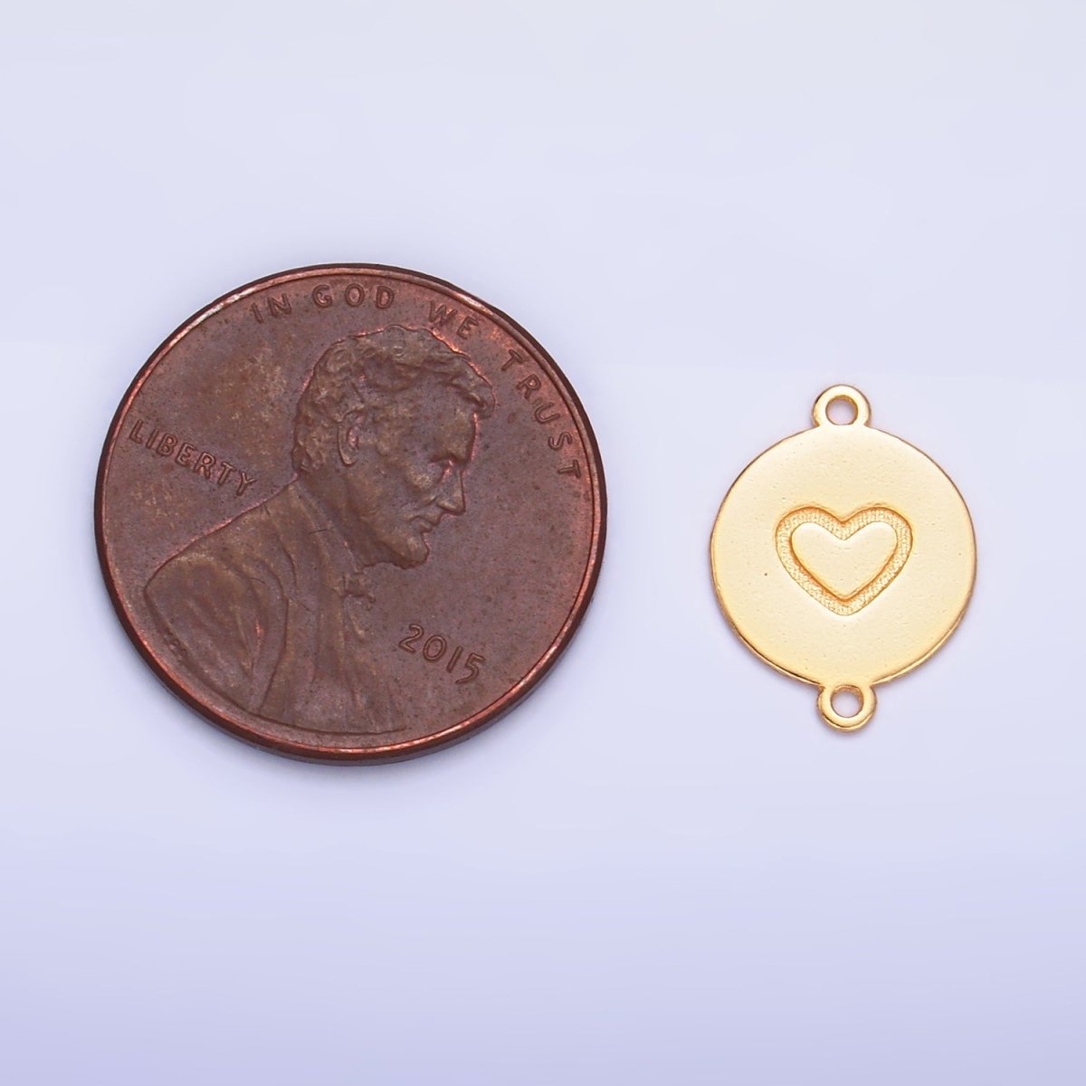 S925 Sterling Silver Heart Engraved Round Connector in Gold & Silver | SL - 586 - DLUXCA