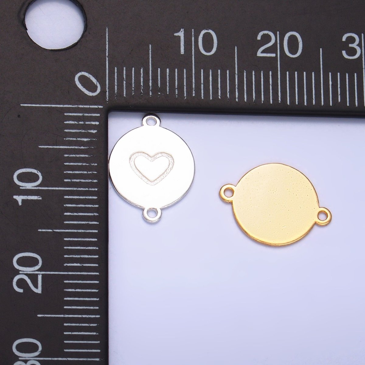 S925 Sterling Silver Heart Engraved Round Connector in Gold & Silver | SL - 586 - DLUXCA