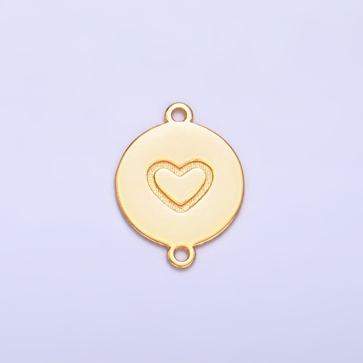 S925 Sterling Silver Heart Engraved Round Connector in Gold & Silver | SL - 586 - DLUXCA