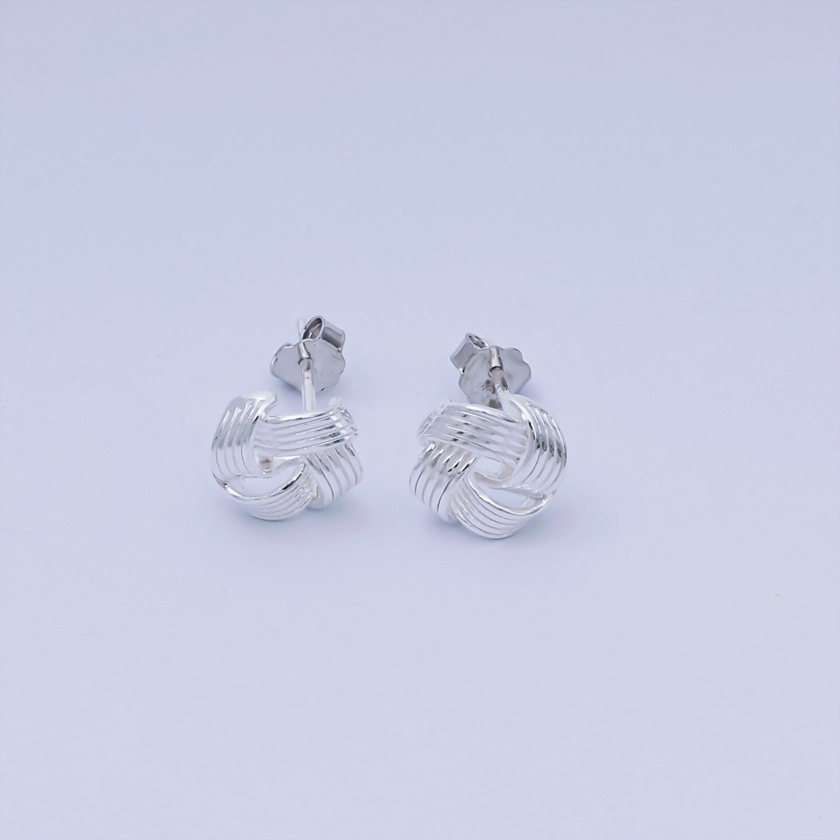 S925 Sterling Silver Lined Woven Rose Flower Stud Earrings | SL - 669 - DLUXCA