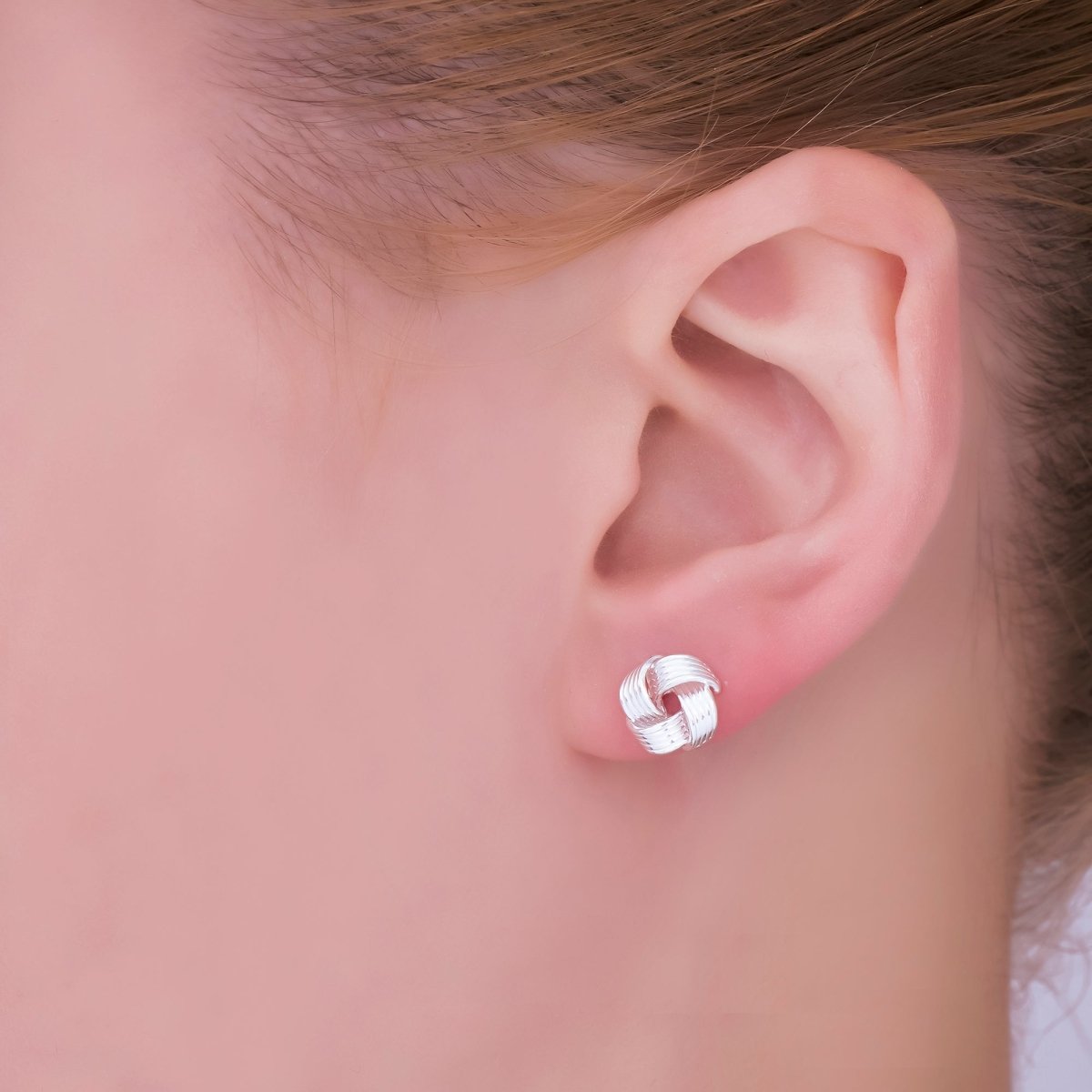 S925 Sterling Silver Lined Woven Rose Flower Stud Earrings | SL - 669 - DLUXCA