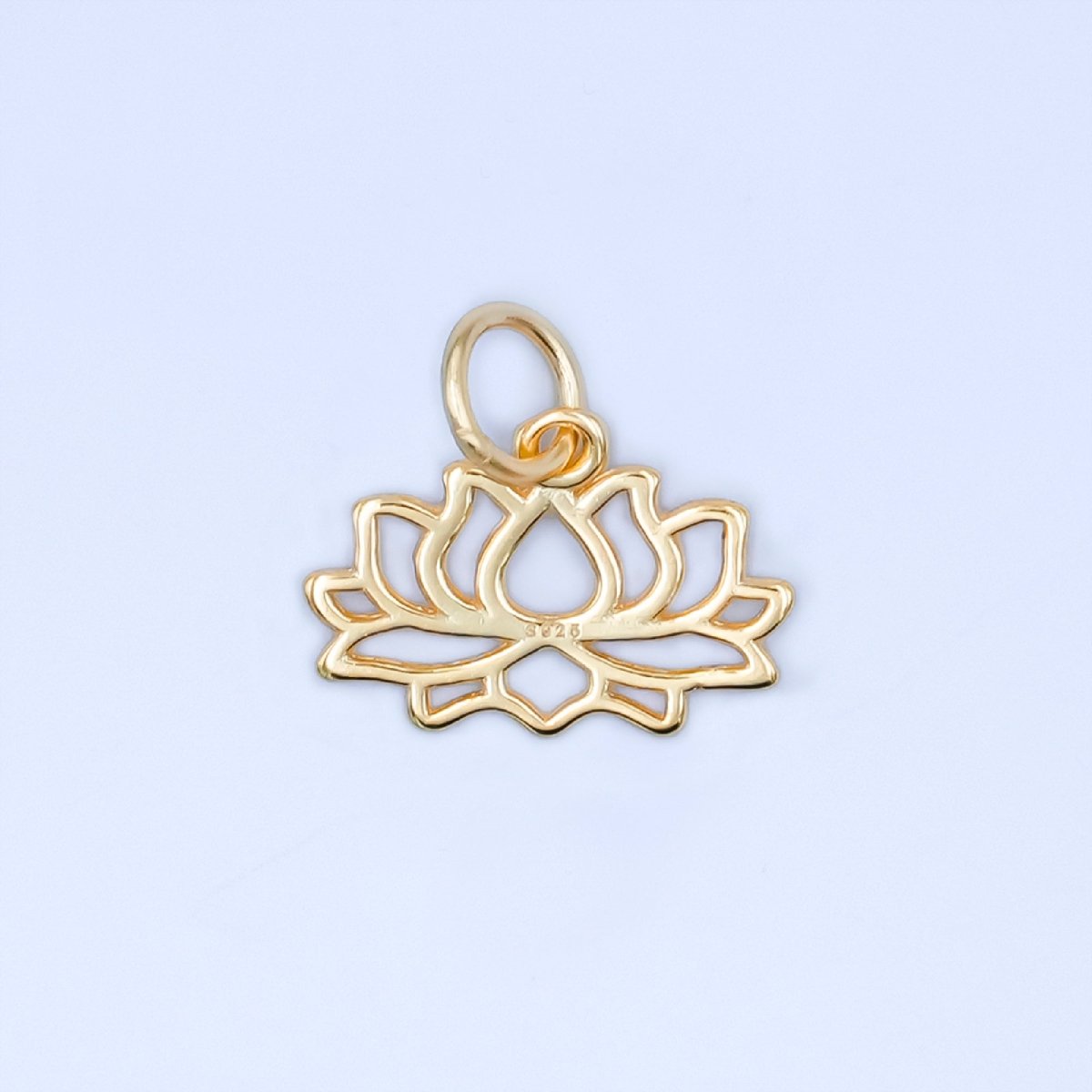 S925 Sterling Silver Lotus Flower Silhouette Charm in Gold & Silver | SL - 644 - DLUXCA