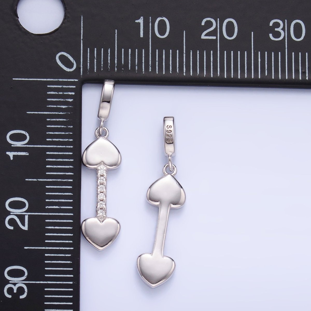 S925 Sterling Silver Micro Paved CZ Heart Arrow Pendant | SL - 605 - DLUXCA
