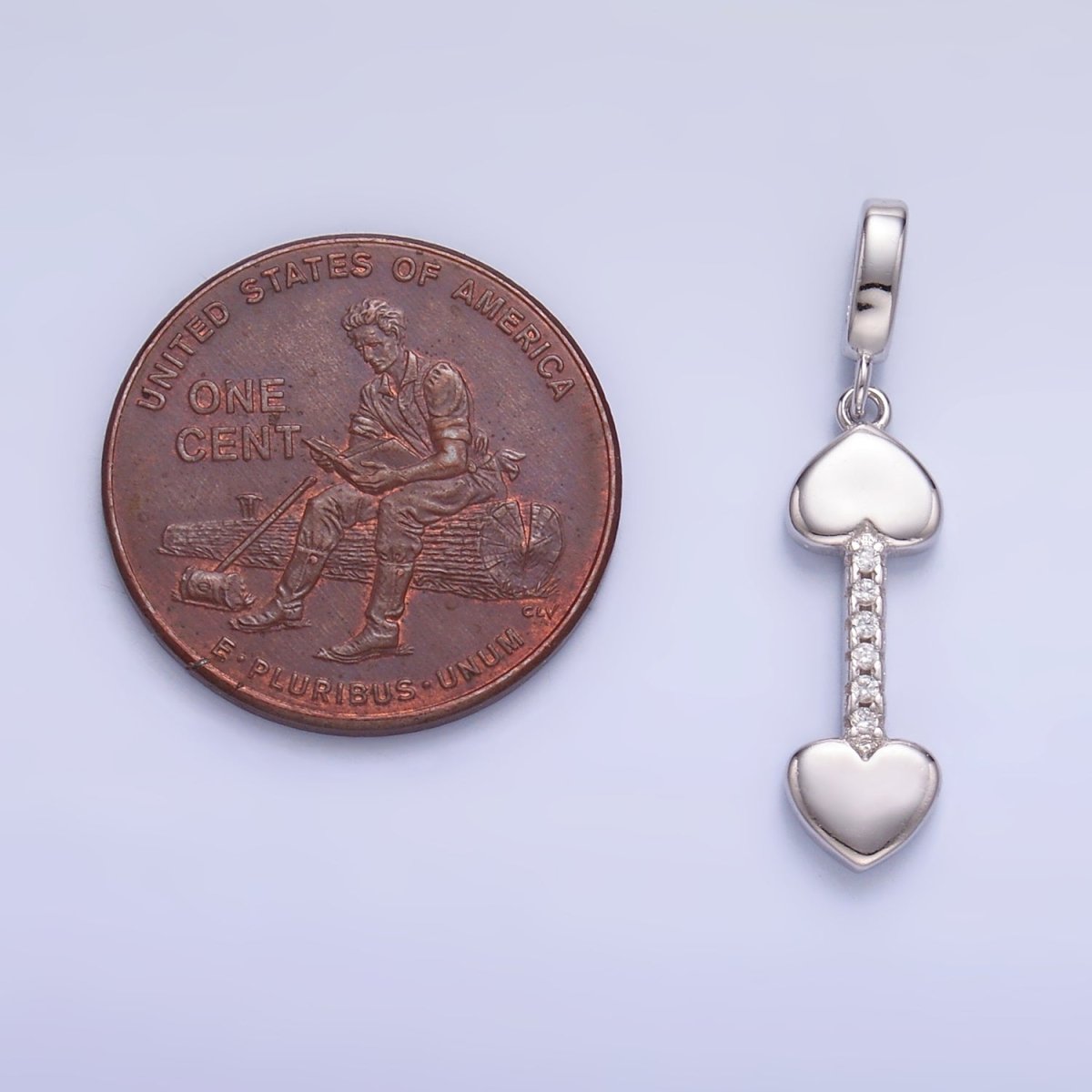 S925 Sterling Silver Micro Paved CZ Heart Arrow Pendant | SL - 605 - DLUXCA