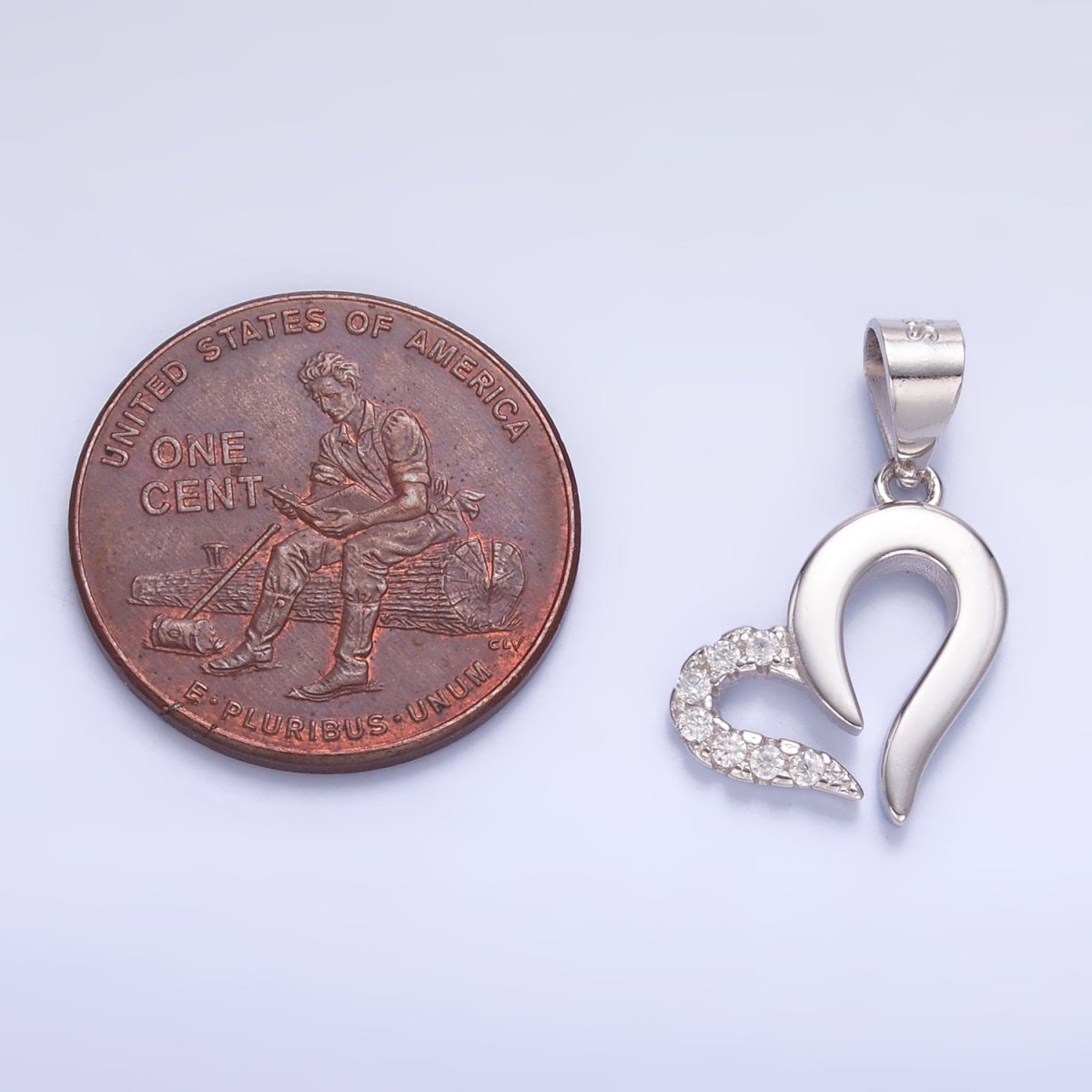 S925 Sterling Silver Micro Paved CZ Open Heart Pendant | SL - 598 - DLUXCA