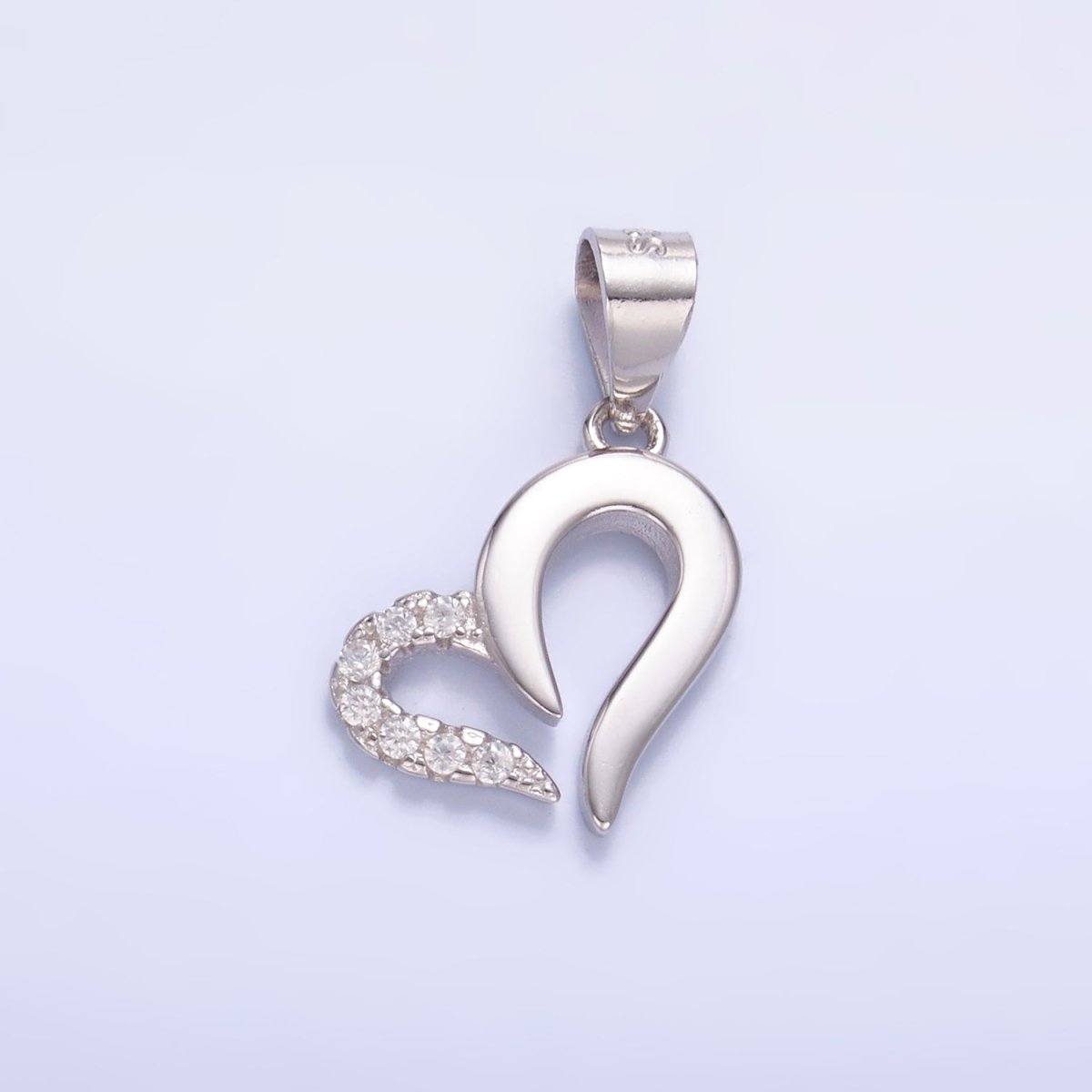S925 Sterling Silver Micro Paved CZ Open Heart Pendant | SL - 598 - DLUXCA