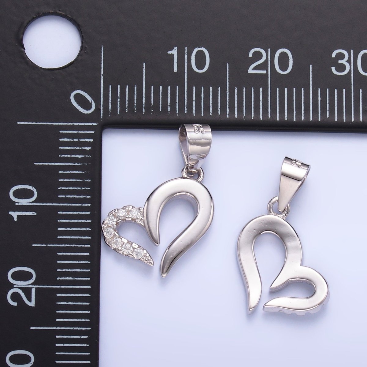 S925 Sterling Silver Micro Paved CZ Open Heart Pendant | SL - 598 - DLUXCA