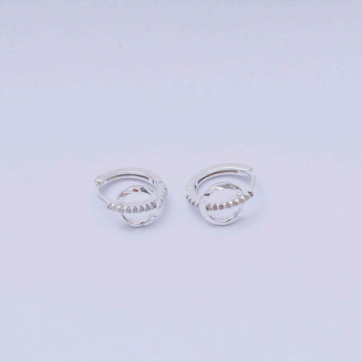S925 Sterling Silver Micro Paved CZ Round - Cage Hinged Hoop Earrings | SL - 660 - DLUXCA