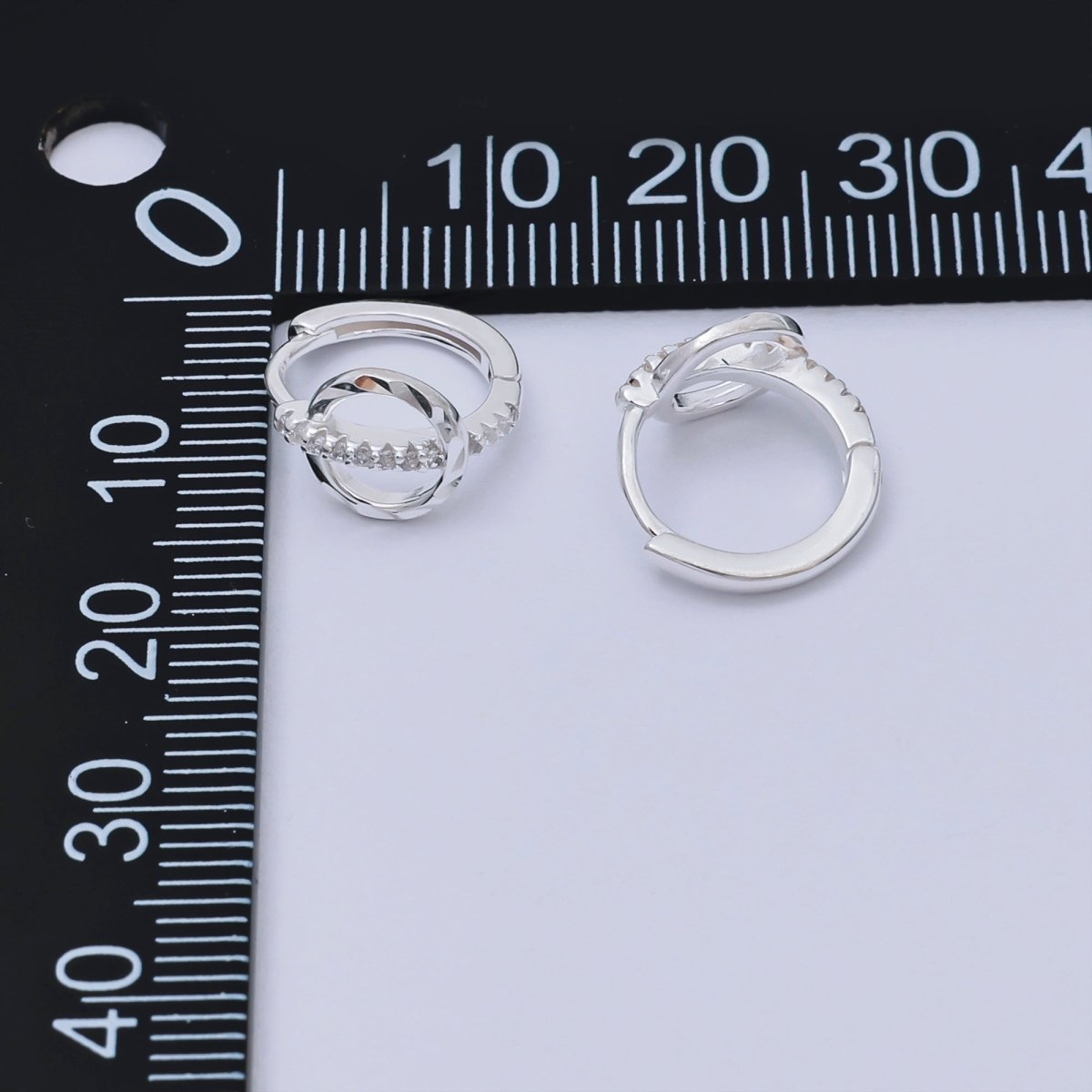 S925 Sterling Silver Micro Paved CZ Round - Cage Hinged Hoop Earrings | SL - 660 - DLUXCA