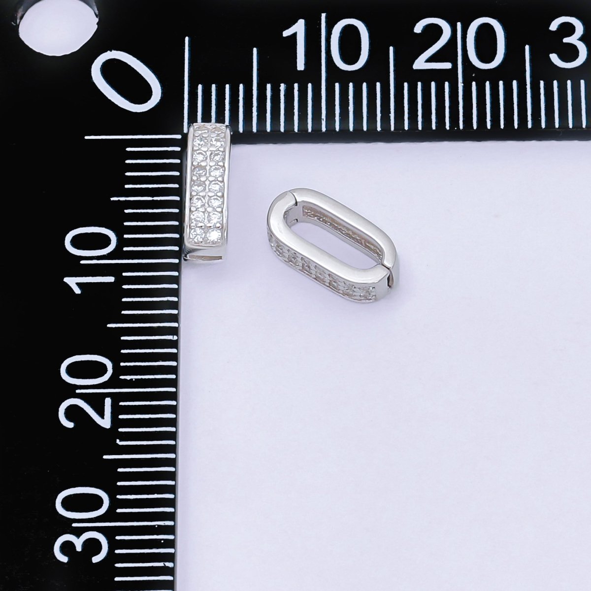 S925 Sterling Silver Micro Paved CZ Snap Clasp Closure Finding Supply | SL - 673 - DLUXCA