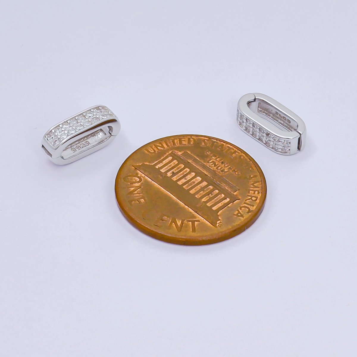 S925 Sterling Silver Micro Paved CZ Snap Clasp Closure Finding Supply | SL - 673 - DLUXCA