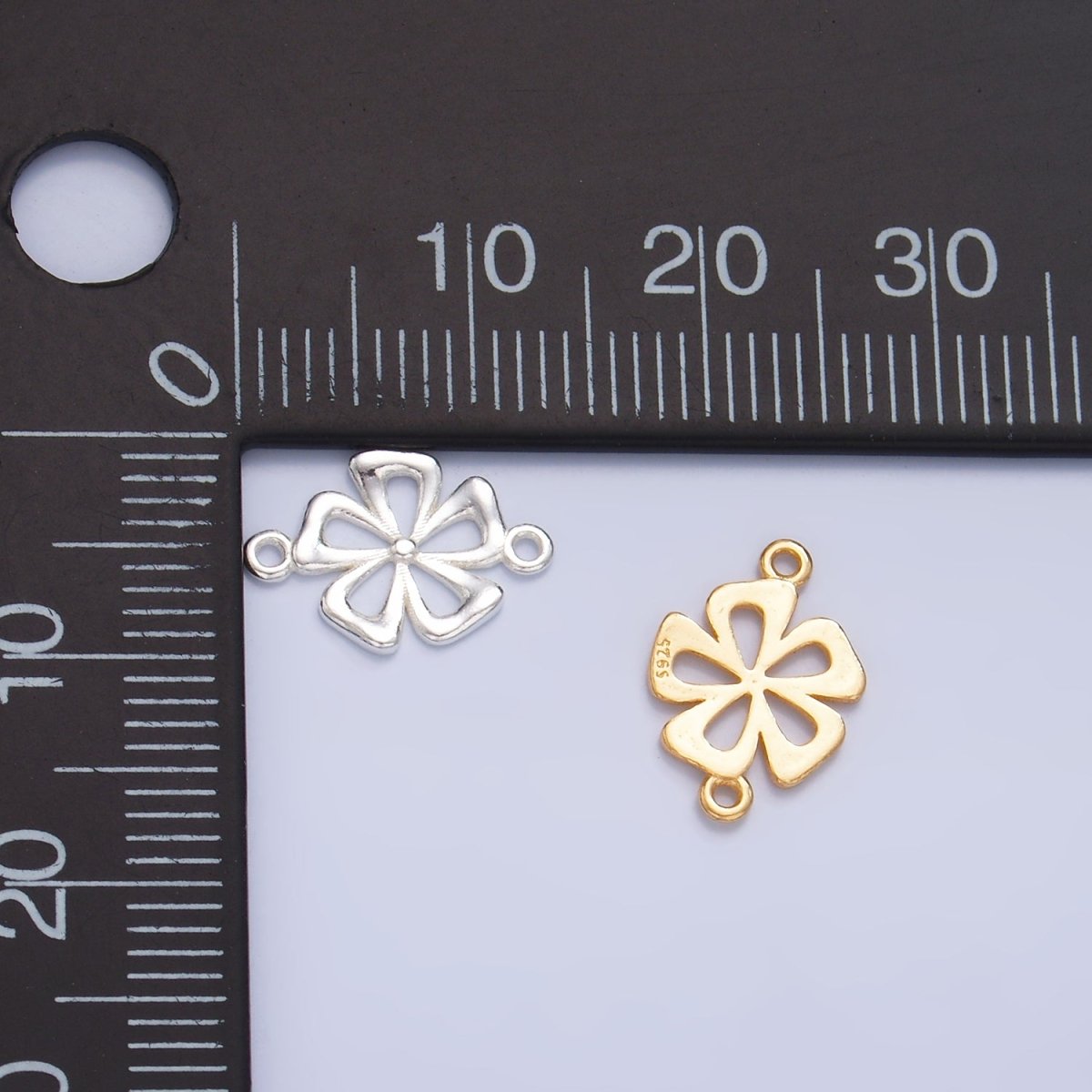 S925 Sterling Silver Minimalist Flower Connector in Gold & Silver | SL - 520 - DLUXCA