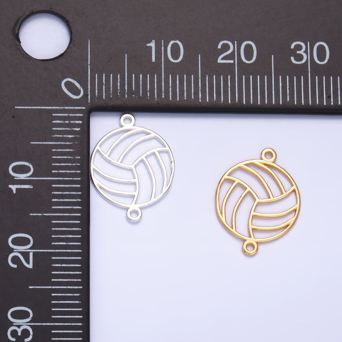 S925 Sterling Silver Minimalist Soccer Ball Sports Connector in Gold & Silver | SL - 585 - DLUXCA