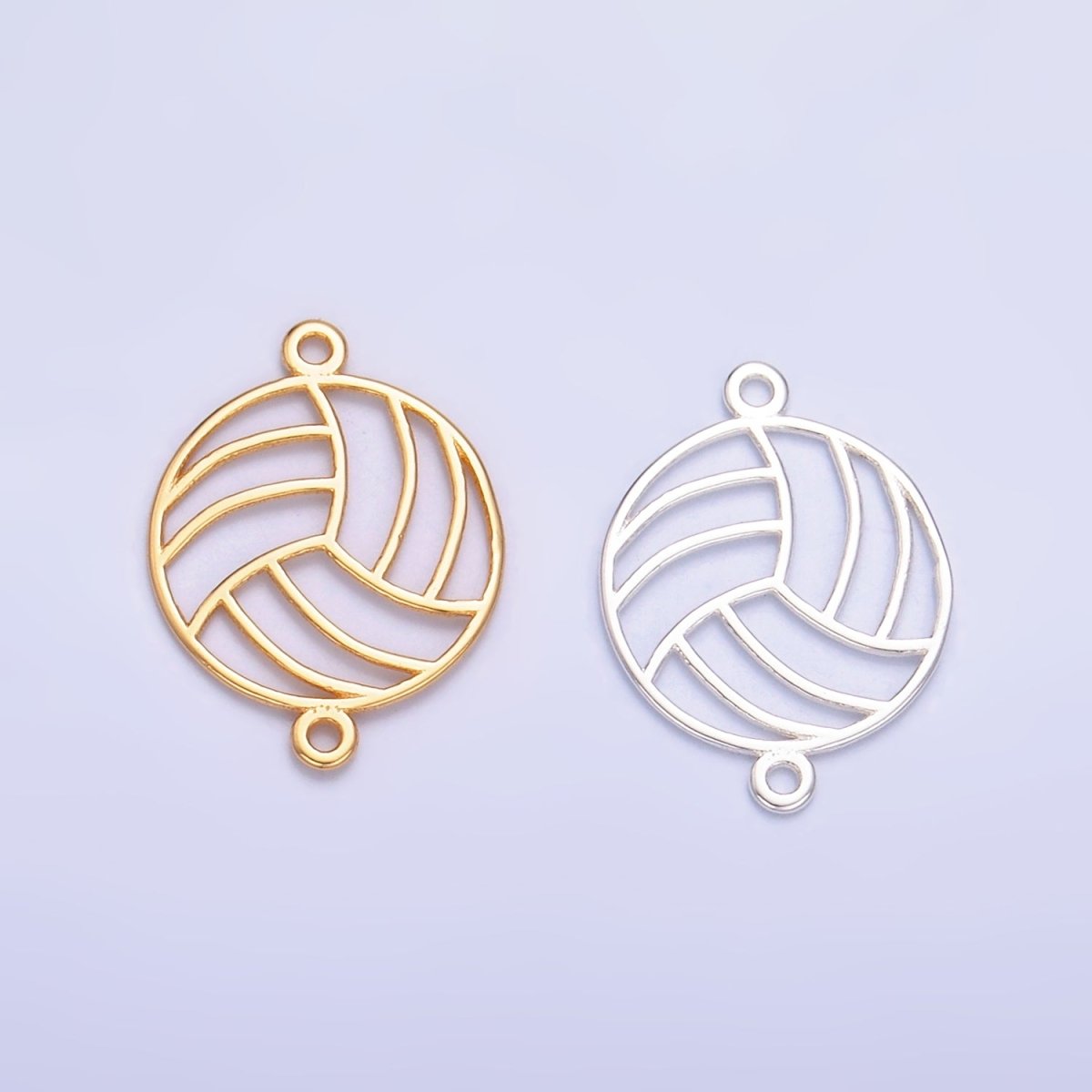 S925 Sterling Silver Minimalist Soccer Ball Sports Connector in Gold & Silver | SL - 585 - DLUXCA