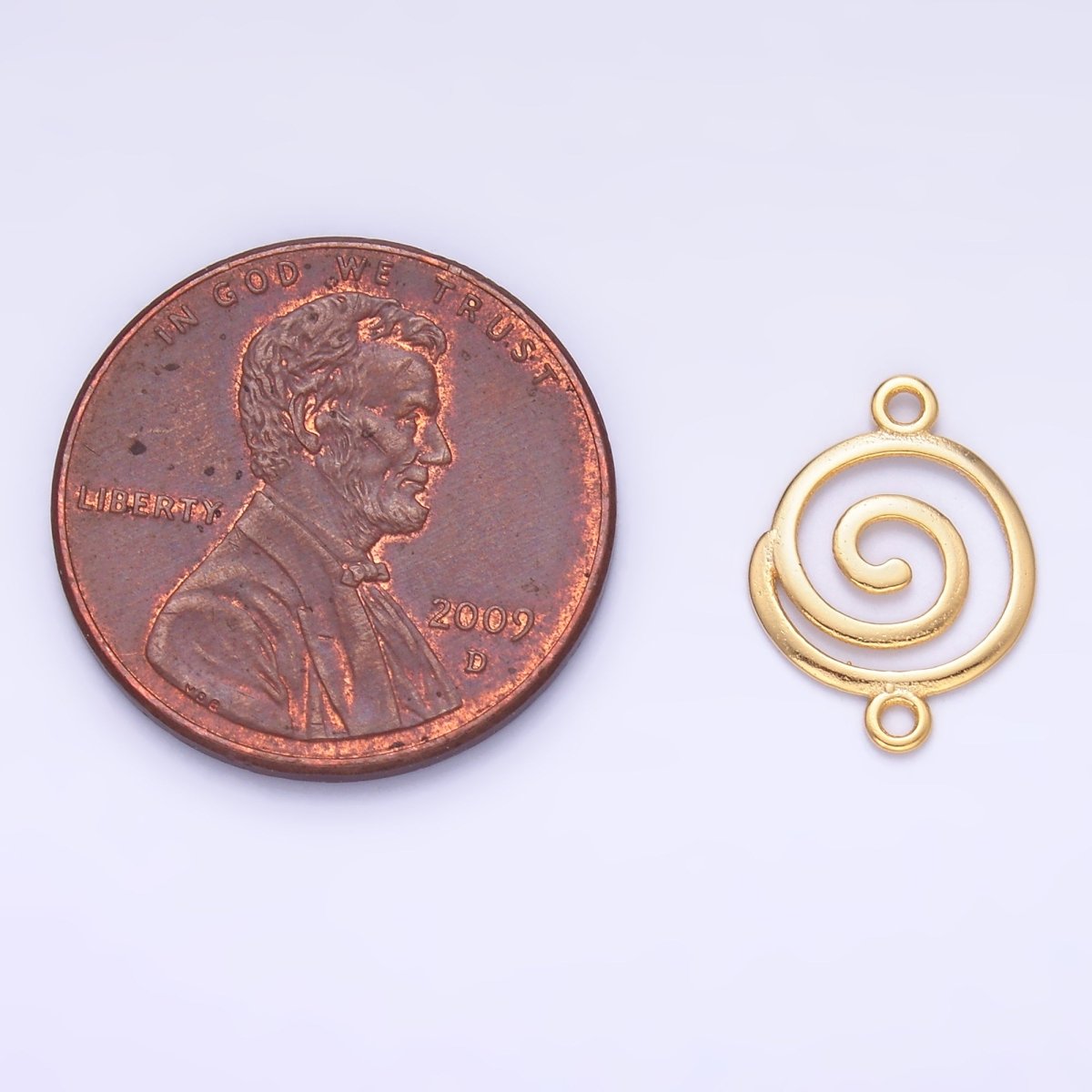 S925 Sterling Silver Minimalist Spiral Charm Connector in Gold & Silver | SL - 593 - DLUXCA