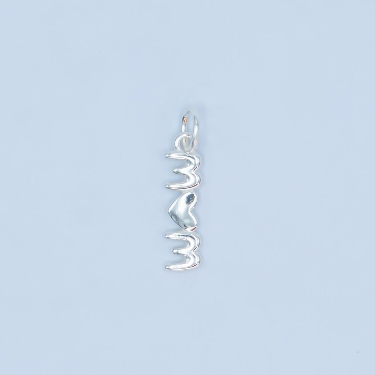 S925 Sterling Silver "MOM" "MAMA" Heart Script Letter Charm | SL - 639 SL - 640 - DLUXCA